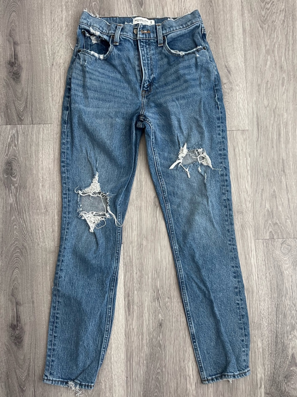 Abercrombie & Fitch Distressed Medium Blue Skinny Jeans